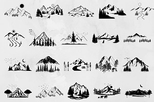Mountains Forest Outdoor Silhouette, an Object Illustration by newminddesign