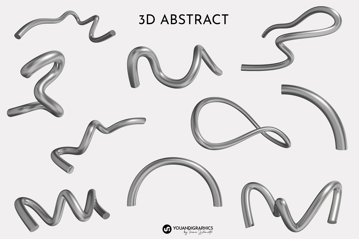 Chrome Y2K Abstract 3D Objects, an Object Graphic by Youandigraphics (Photo 13 of 15)