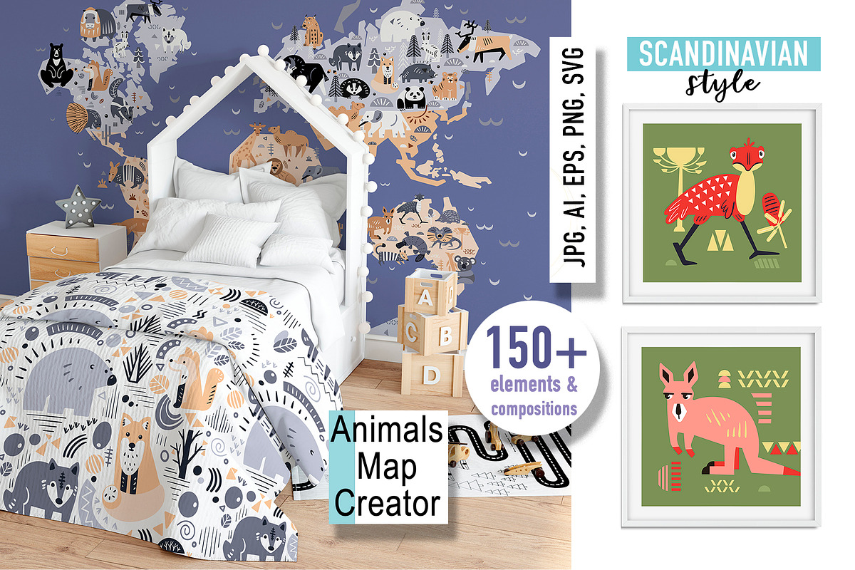 Sunny Animals: Map & Poster Creator, an Animal Illustration by ArtyCats (Photo 1 of 17)