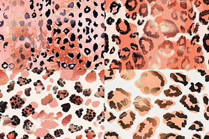 Rose Gold Leopard Spots Patterns