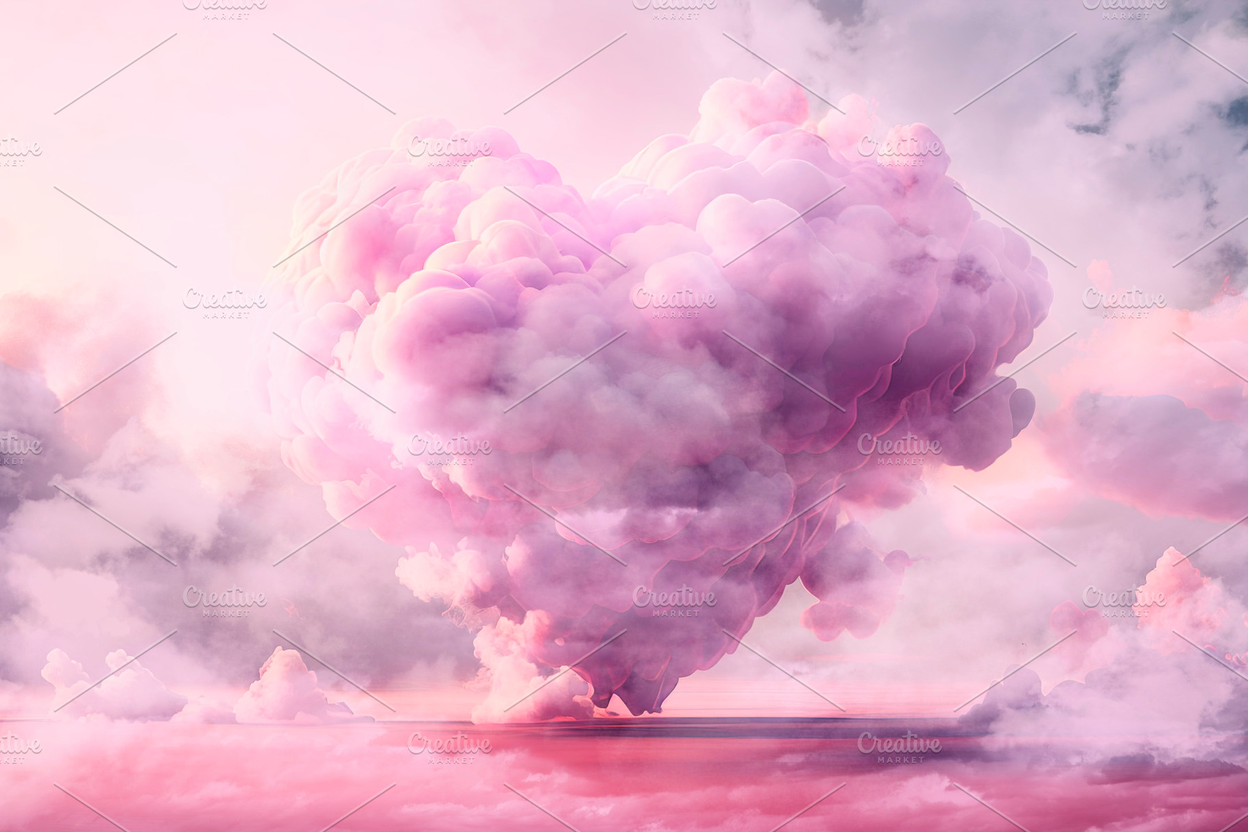 Dreamy valentine hear of clouds and smoke. Fantasy surreal valen, an Abstract Photo by hitdelight