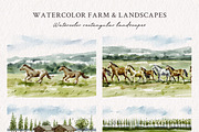 Watercolor Farm & Landscapes, an Animal Illustration by Yorda Studio (Thumbnail 3 of 11)