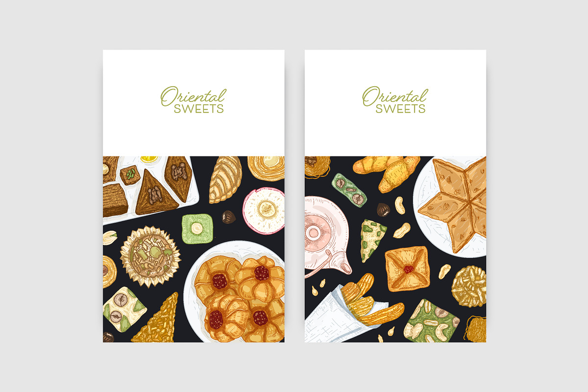 Oriental sweets set + backgrounds, a Food Illustration by Good Studio (Photo 12 of 21)