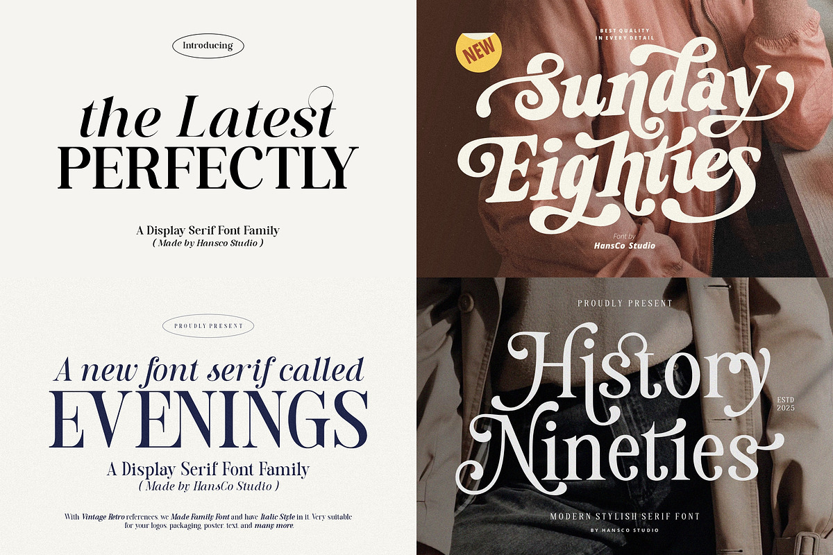 Aesthetic Retro Font Bundle - SALE!, a Serif Font by HansCo Studio (Photo 2 of 8)