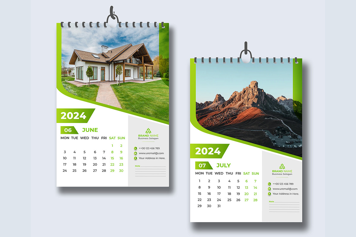 12-page wall calendar 2024, a Templates & Theme by pixelcreatx (Photo 4 of 7)