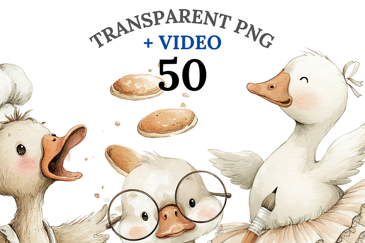 50 Silly Goose Clipart Set, an Animal Illustration by Pati Charm Studio (Photo 1 of 9)