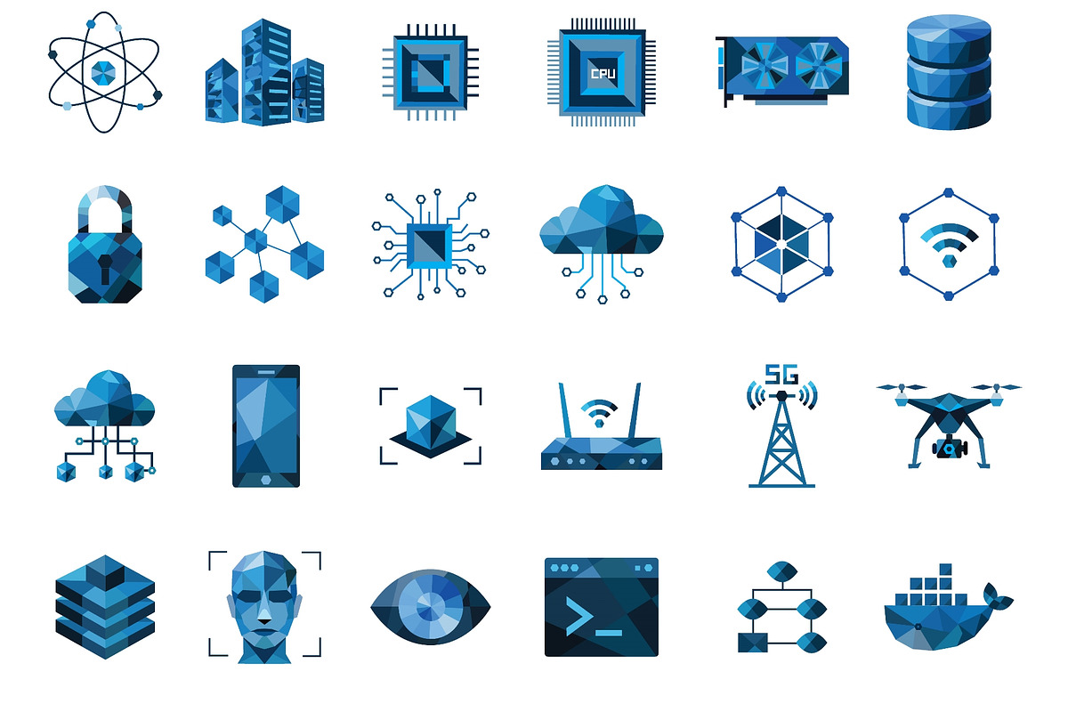 Low poly AI and tech logo collection, a Technology Illustration by LogosDen (Photo 2 of 3)