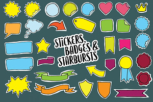 Stickers, Badges & Starbursts Set