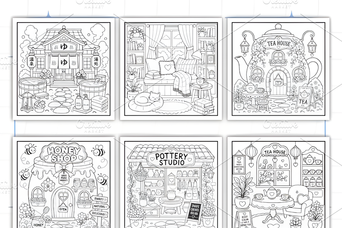 Cozy Places Coloring Book Bold &Easy, a Decorative Illustration by Design Station (Photo 7 of 7)
