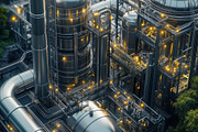 Aerial view of a modern industrial complex with metallic structures, pipes, and, an Industrial Photo by Textures & Backgrounds (Thumbnail 2 of 2)