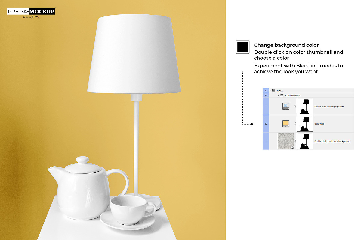 Lamp and Tea Set Mockup, a Cups & Container Mockup by Pret-a-Mockup (Photo 4 of 9)