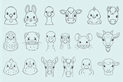Adorable Baby Farm Animal Icon Set, an Outline Icon by MkStudio (Thumbnail 1 of 2)
