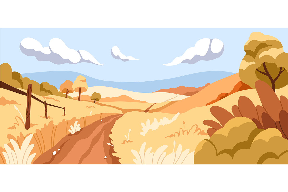 Autumn nature, fall landscapes set, a Seasonal Illustration by Good Studio (Photo 3 of 5)