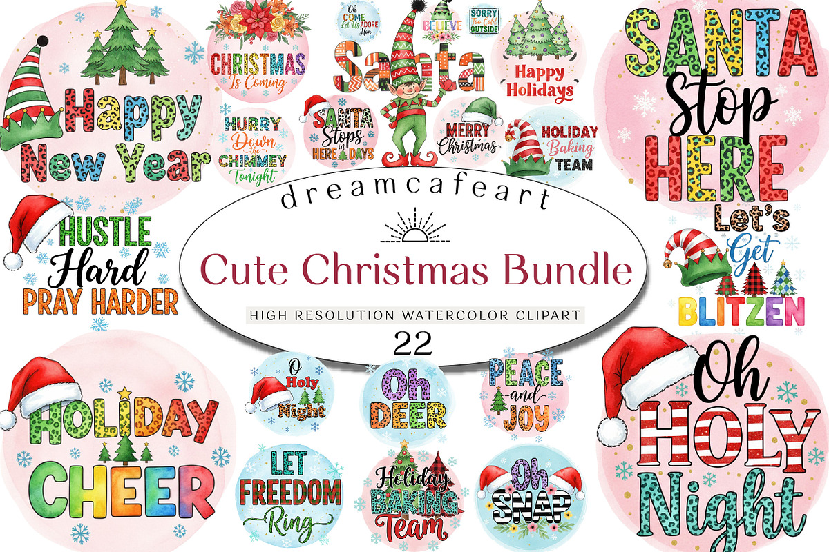 Cute Christmas Bundle, an Illustration by DreamCafeArt (Photo 1 of 8)