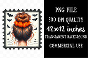 Watercolor Halloween Messy Bun Posta, an Illustration by Designking (Thumbnail 4 of 5)