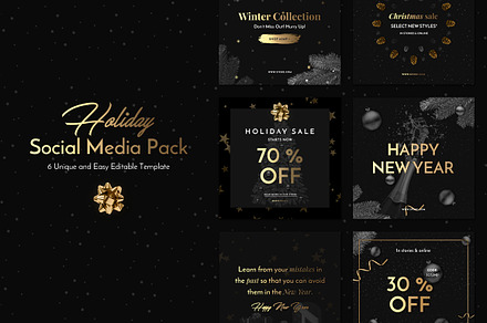 Holiday Social Media Pack, a Templates & Theme by Uidea