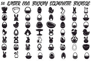 50 Easter Egg Bunny Silhouette, an Illustration by jahid234