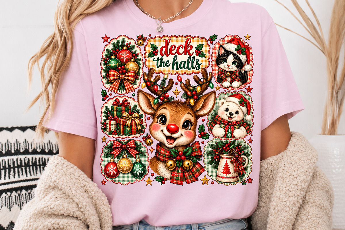 Deck The Halls Reindeer Christmas PN, a Seasonal Illustration by Rose Art (Photo 3 of 4)