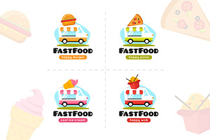 Food Truck Logos Set
