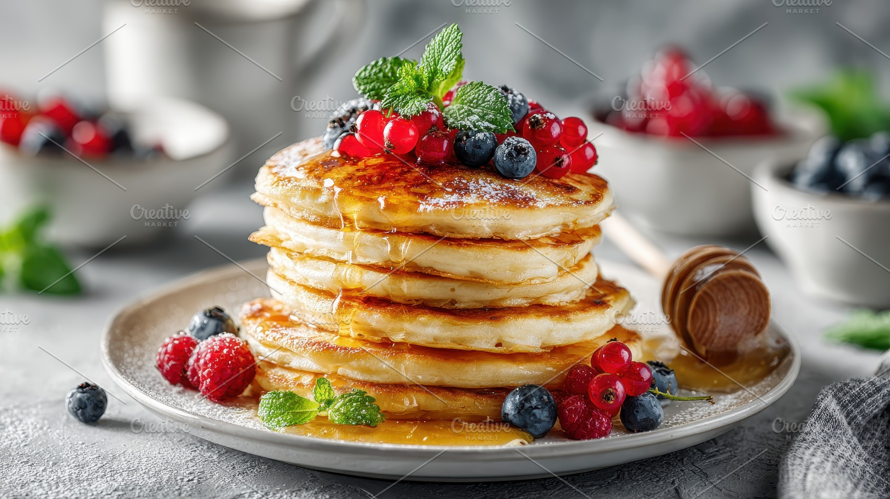 Delicious Pancakes with Berries Hone, a Photo by Pixeness Studio