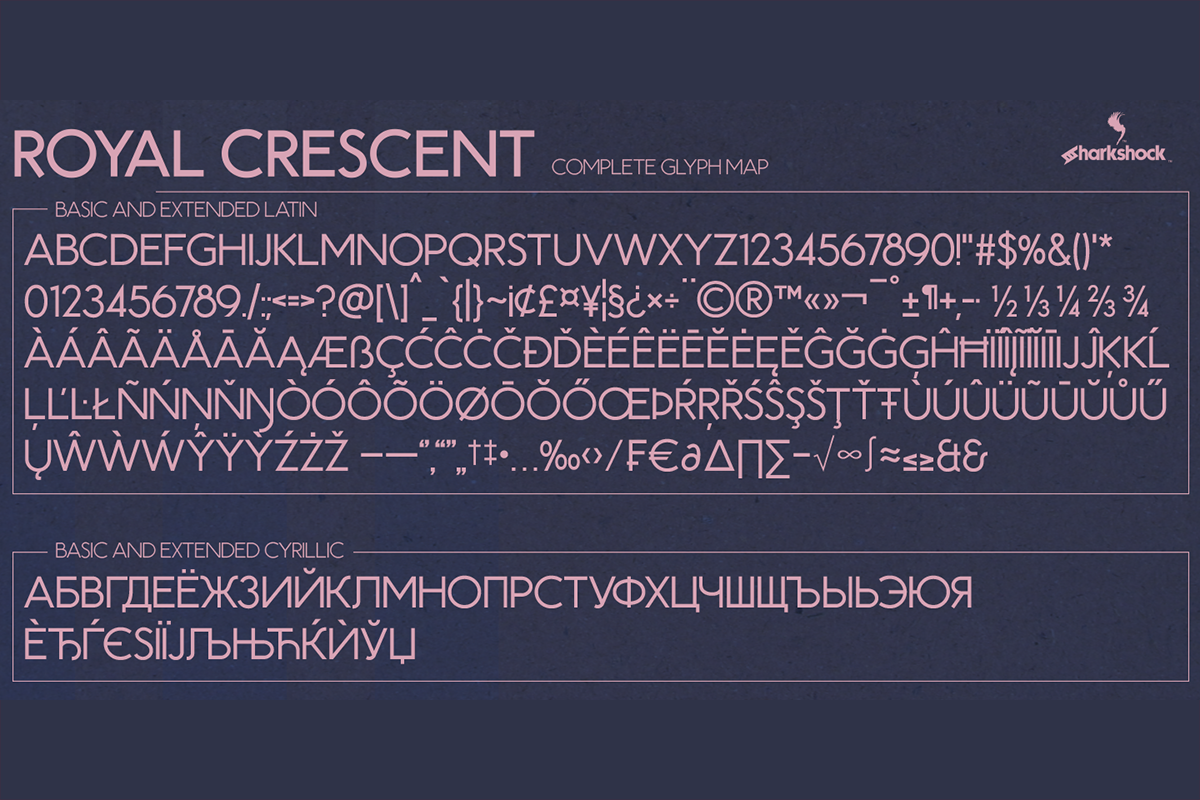 Royal Crescent, a Sans Serif Font by Sharkshock (Photo 2 of 6)