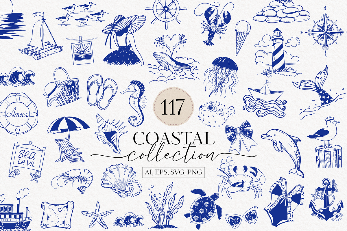 Coastal Clipart Bundle, an Illustration by TatiMockup (Photo 1 of 7)