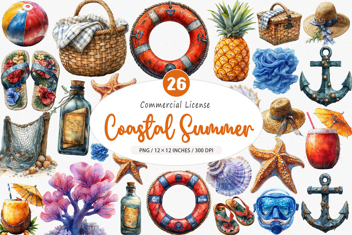 Coastal Summer Sublimation Clipart, an Illustration by SinaCreation (Photo 1 of 5)