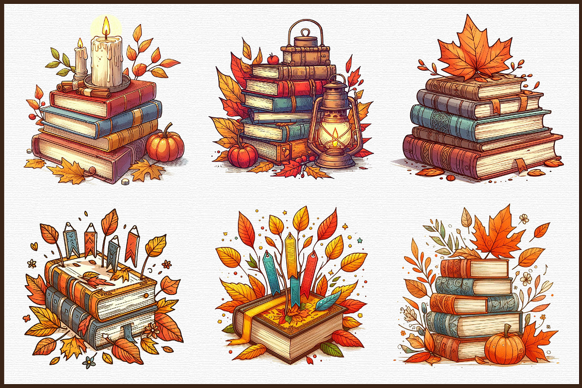 Autumn Books Sublimation Clipart Bun, an Illustration by Sublimation Artist (Photo 3 of 6)