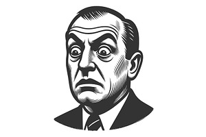 Shocked Businessman Portrait with, a Person Illustration by AlexArt