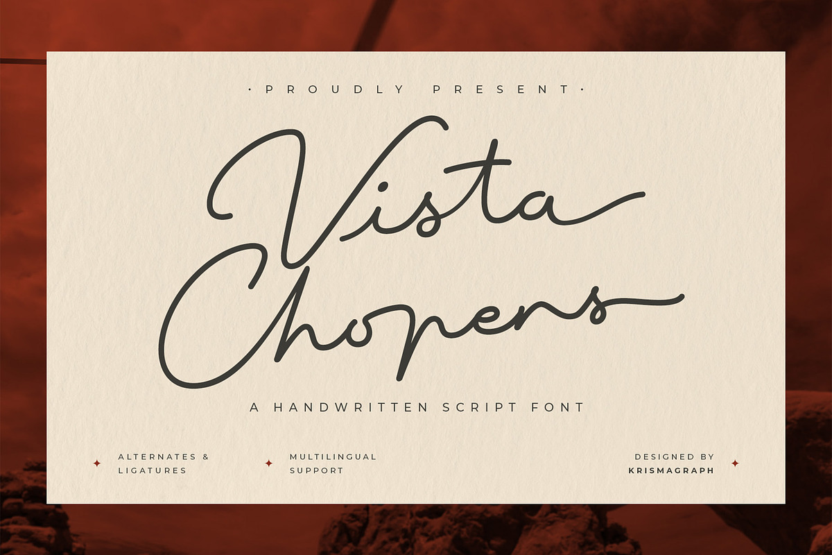 Vista Chopers – Natural Handwritten, a Script Font by Krismagraph (Photo 1 of 10)