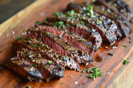 Savory hanger steak with a rub, gril, a Photo by Iftikhar Alam