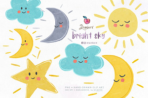 Baby Watercolor Sun Moon Cloud 125