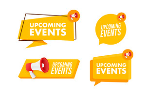 Megaphone label set with text