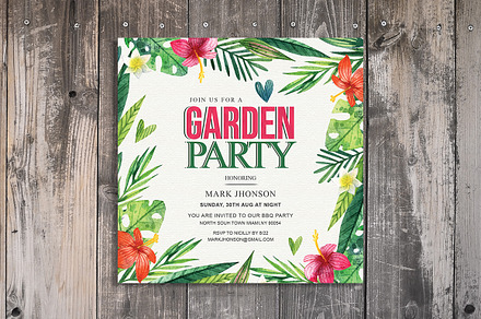 Summer Garden Party Invitation, a Card Template by Madhabi Studio
