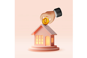 3D businessman putting gold coin in, a Finance Illustration by Abscent
