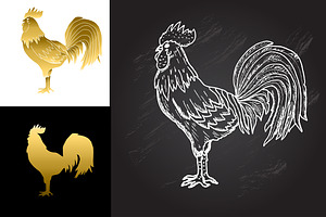 Rooster Silhouettes And Patterns