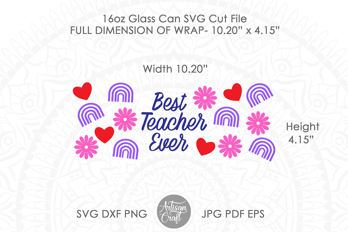Teacher can glass SVG cut files, a Pattern Graphic by Artisan Craft (Photo 6 of 7)