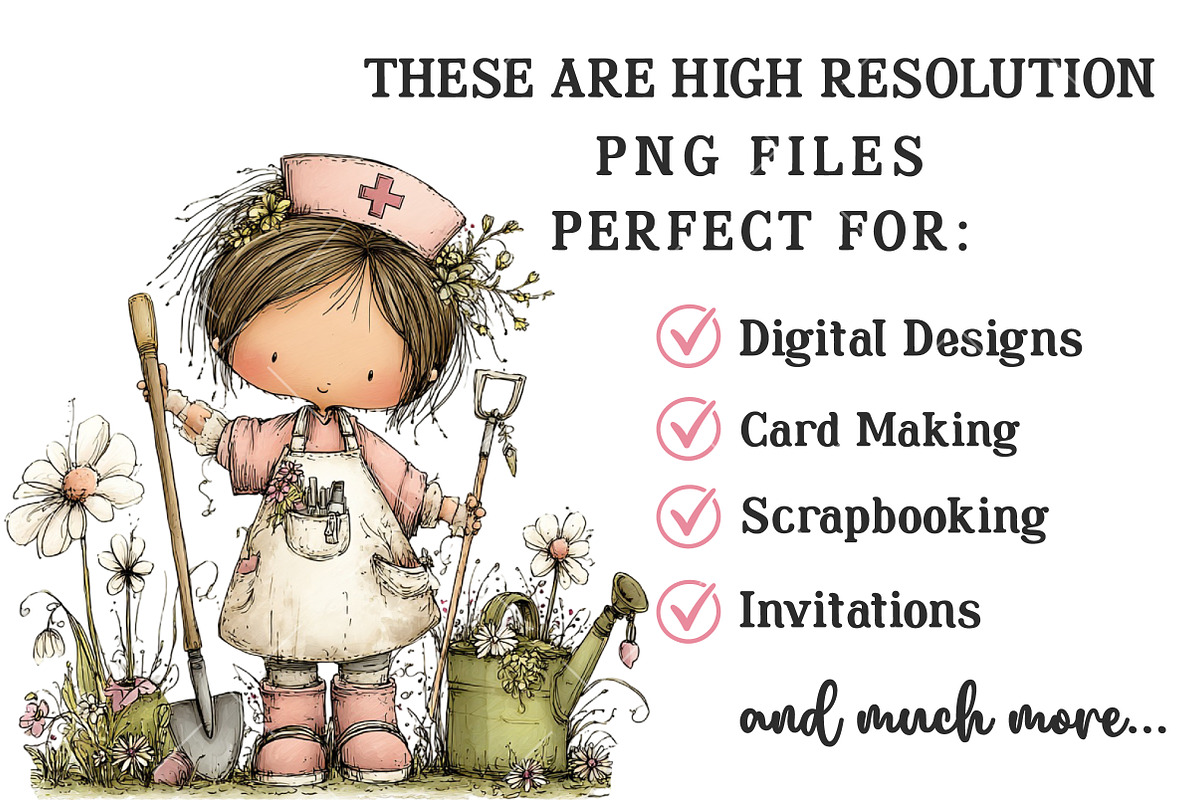 Whimsical Spring Nurse Clipart, an Illustration by OK Design (Photo 5 of 6)