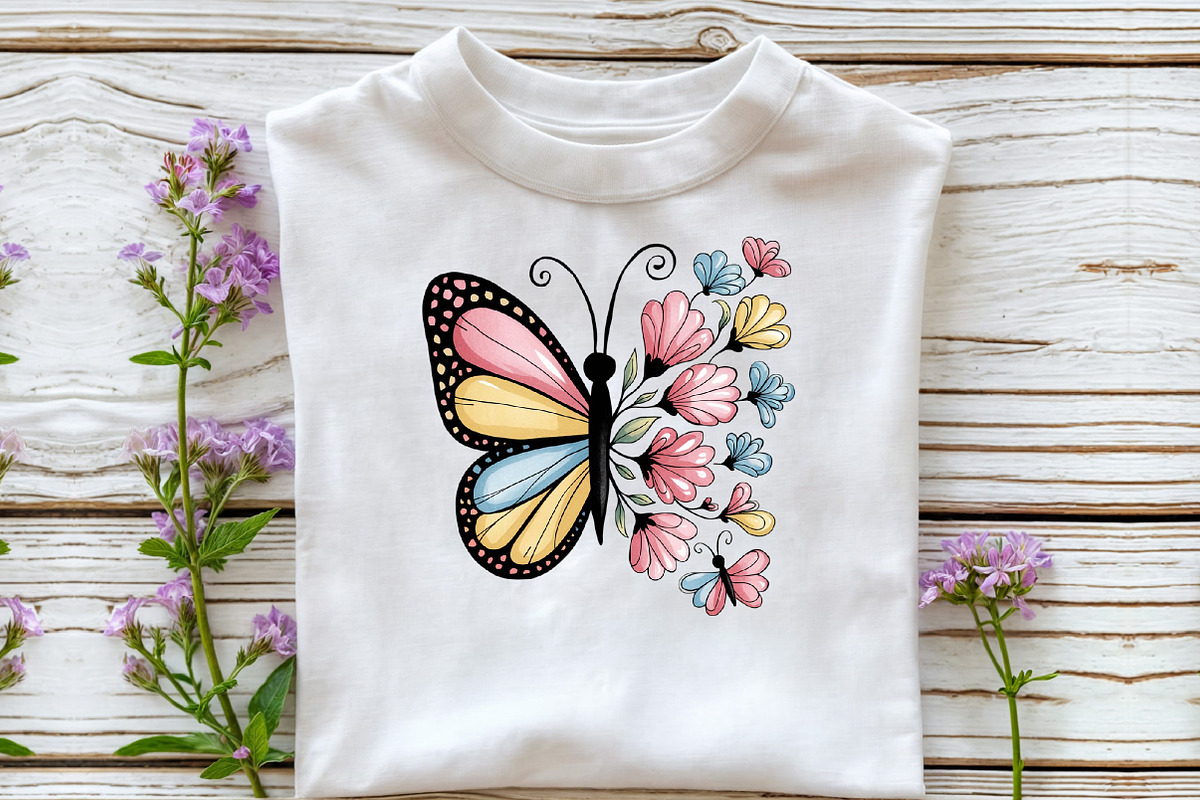Floral Cute Butterfly Clipart, an Illustration by DreamCafeArt (Photo 3 of 6)