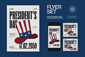 White Bold President's Day Flyer Set, a Flyer Template by graphicook
