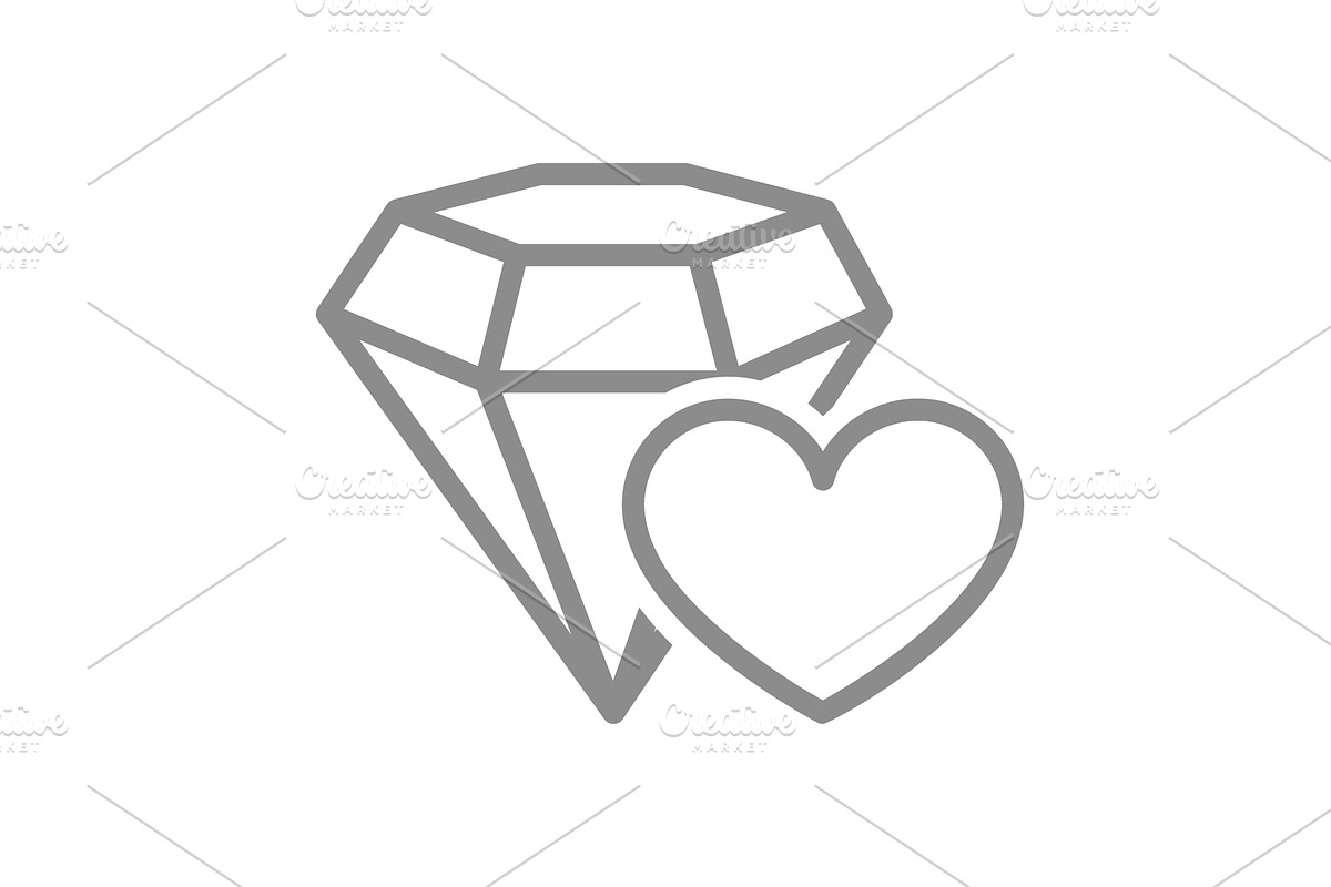 Diamond with heart shape icon, an Object Illustration by GraphiShop