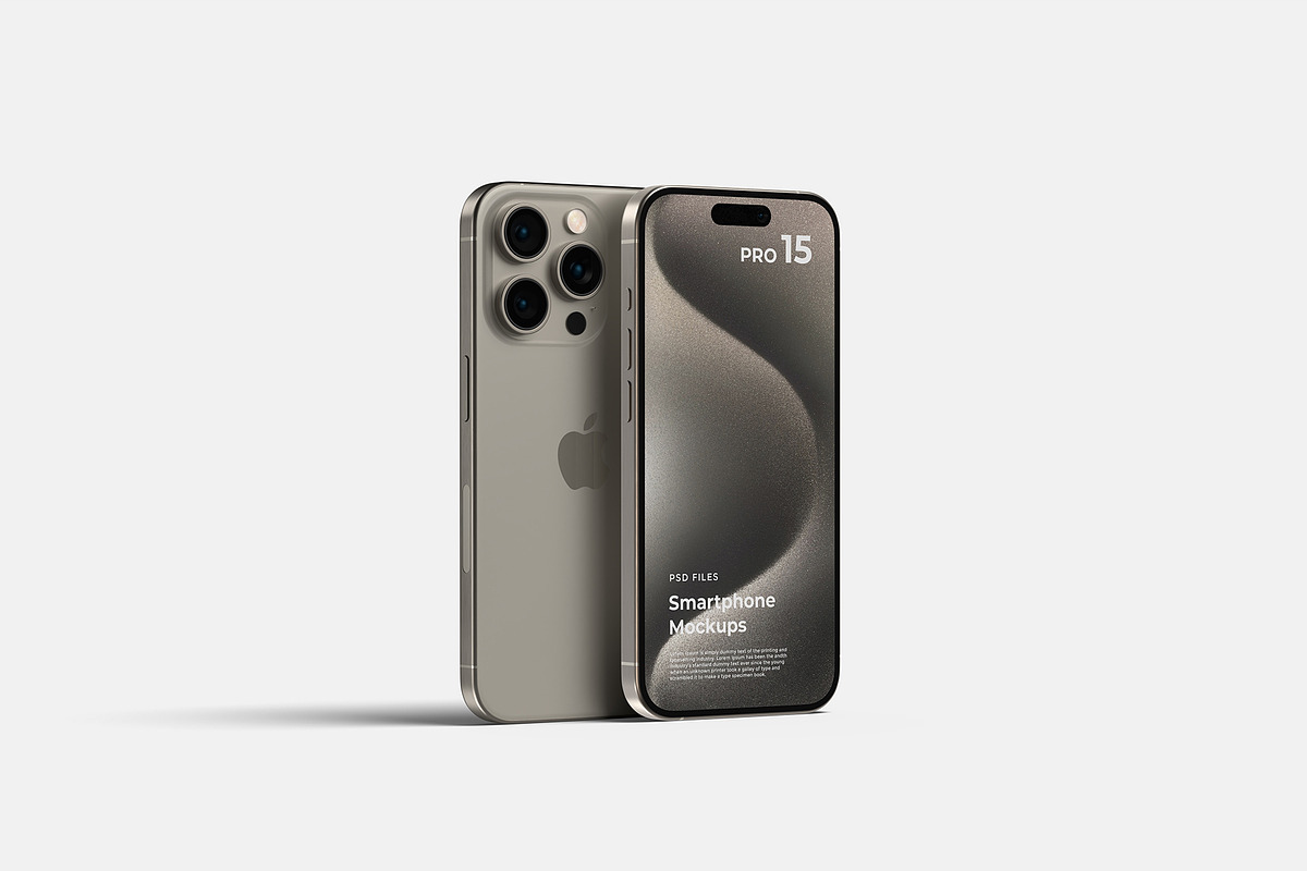 iPhone 15 Pro Mockup, an iPhone Mockup by graphicpages (Photo 5 of 19)