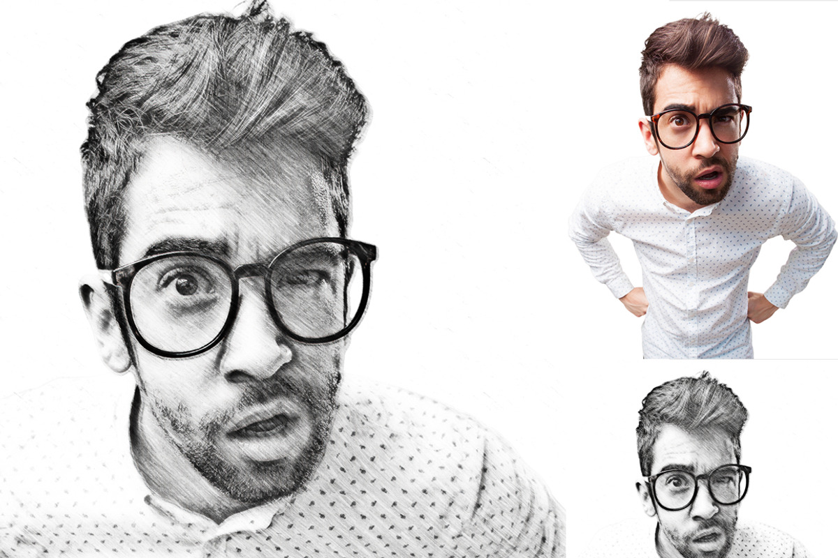 Pencil Sketch Portrait PS Action, an Action Add-On by MRI STUDIO (Photo 9 of 12)