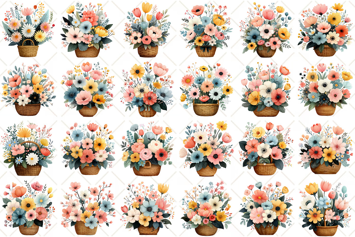 Watercolor Spring Flowers Clipart, an Illustration by Black Bird Studio (Photo 2 of 5)