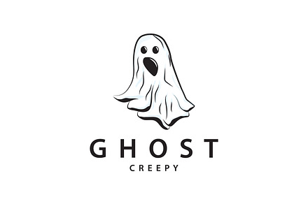 Spooky Ghost Logo Simple Halloween, a Branding & Logo Template by Maylianaw28
