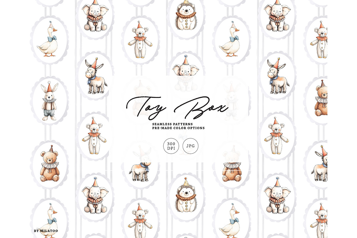 Vintage Toy box seamless pattern, a Pattern Graphic by Milatoo (Photo 1 of 8)