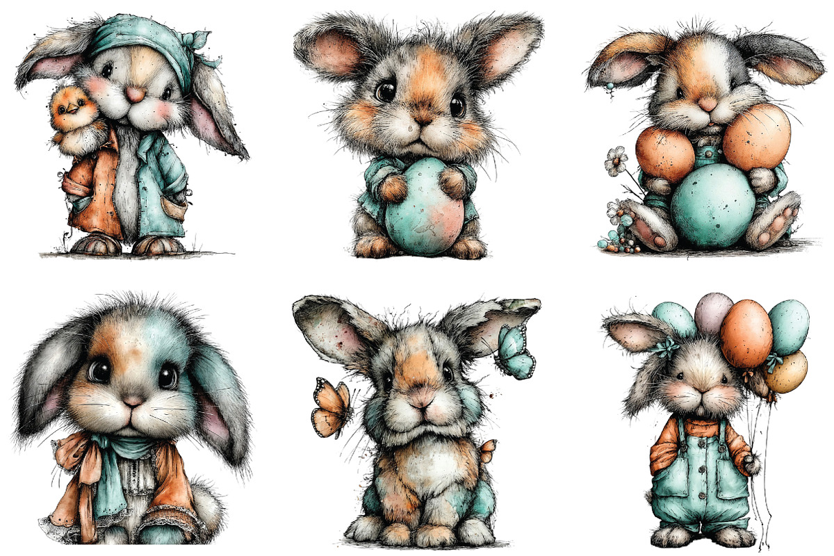 Whimsical Bunny Easter Clipart, an Illustration by CraftArtStudio (Photo 5 of 6)