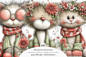 Whimsical summer clipart bundle, an Illustration by SinaCreation