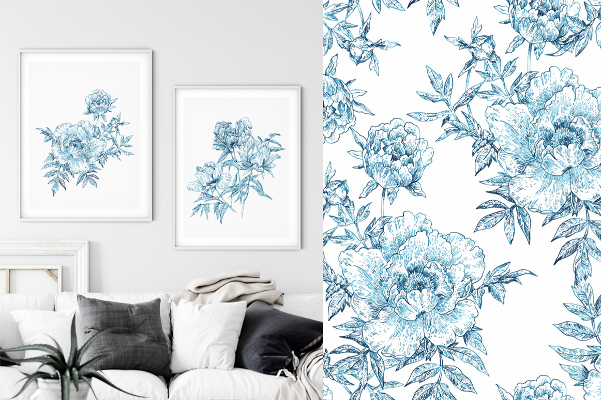 Peonies Line Art, a Decorative Illustration by Anastasia (Photo 2 of 9)