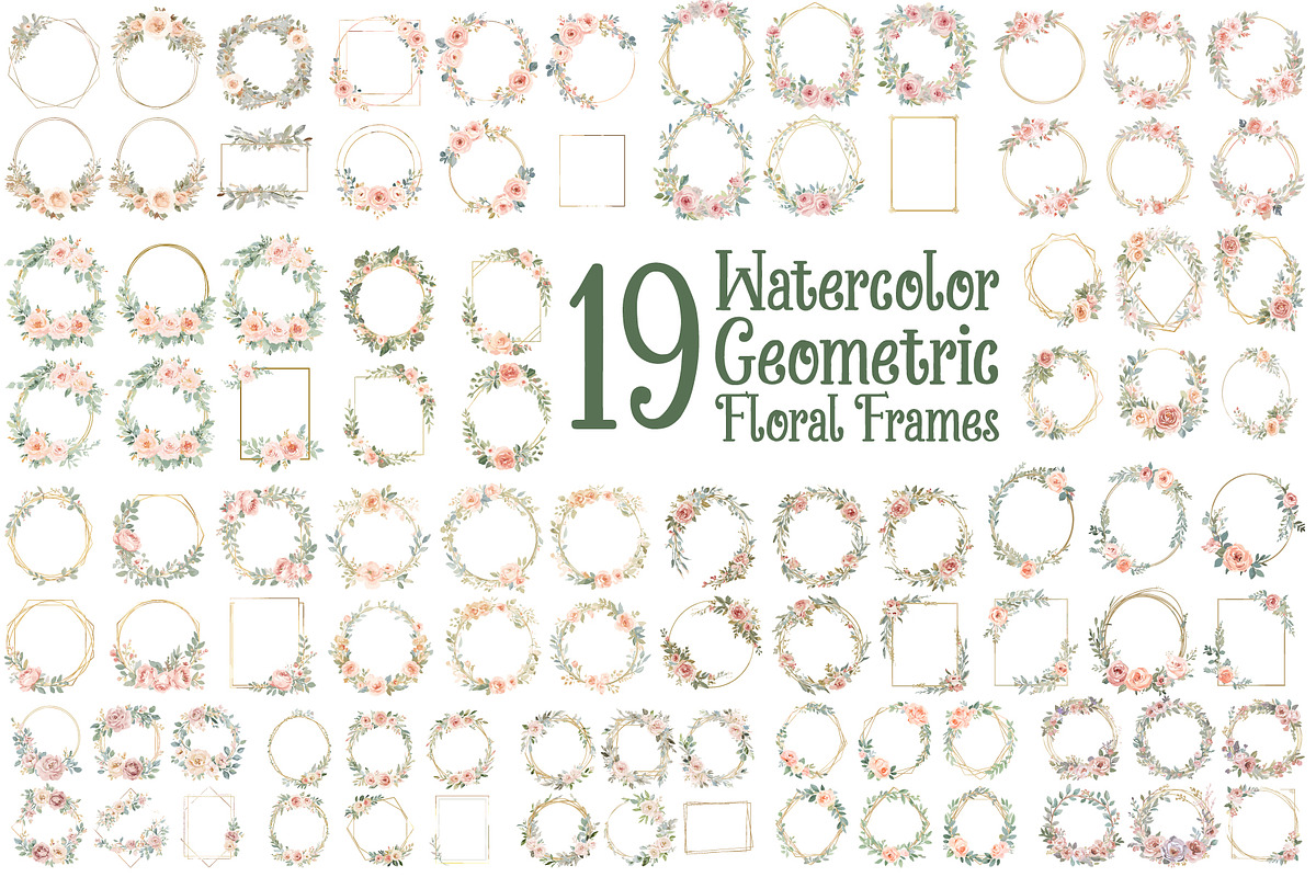 Geometric Floral Frames Set, an Illustration by jahid234 (Photo 1 of 20)